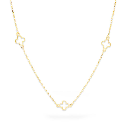 14K Yellow Gold Multi Clover Necklace
