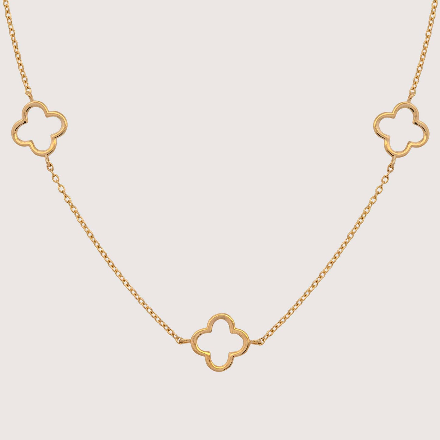 14K Yellow Gold Open Clover Necklace 2