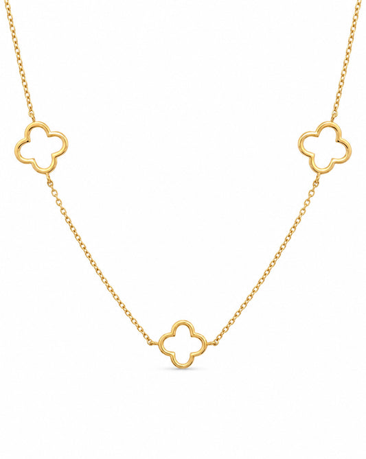 14K Yellow Gold Open Clover Necklace 2