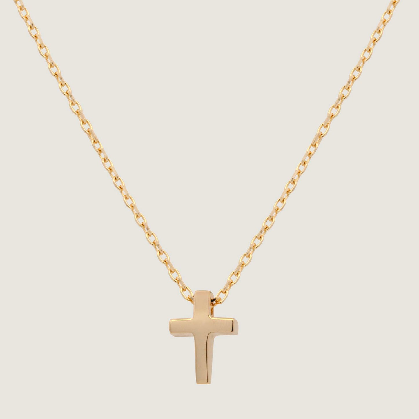 14K Yellow Gold Puffy Cross Pendant Necklace