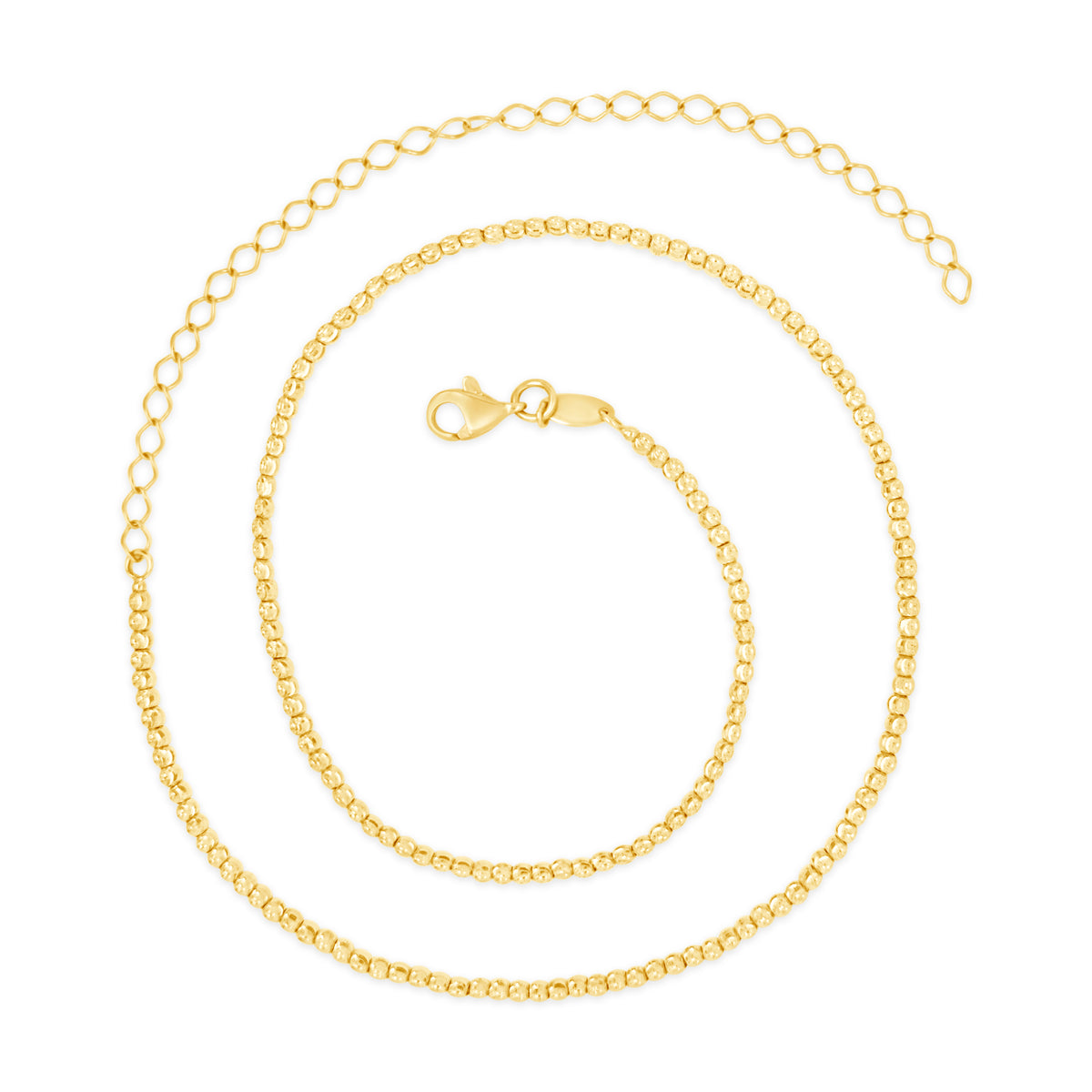 14K Yellow Gold Moon Cut Beads Choker Necklace