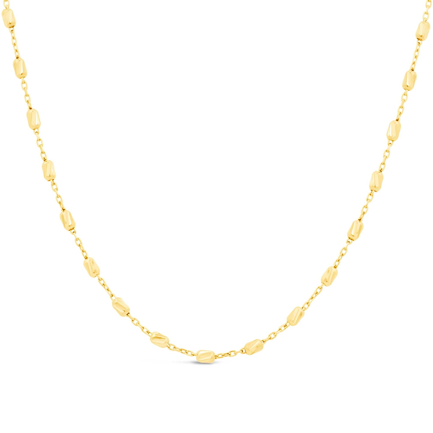 14K Yellow Gold Diamond Cut Beads Necklace