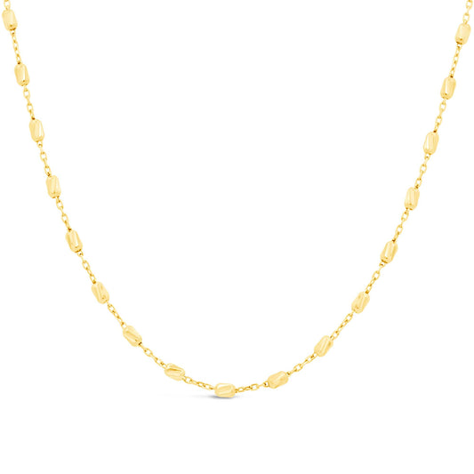 14K Yellow Gold Diamond Cut Beads Necklace