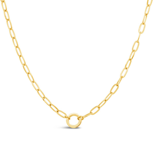 14K Yellow Gold Link Charm Chain Necklace