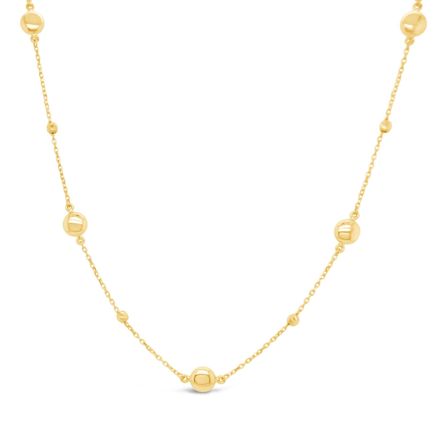 14K Yellow Gold Bead Station Necklace