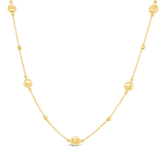14K Yellow Gold Bead Station Necklace