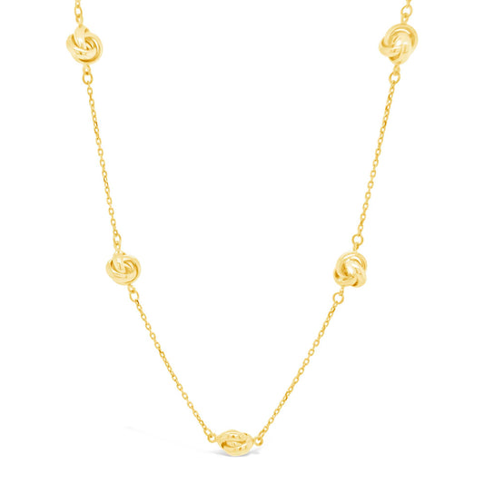 14K Yellow Gold Knots Station Necklace