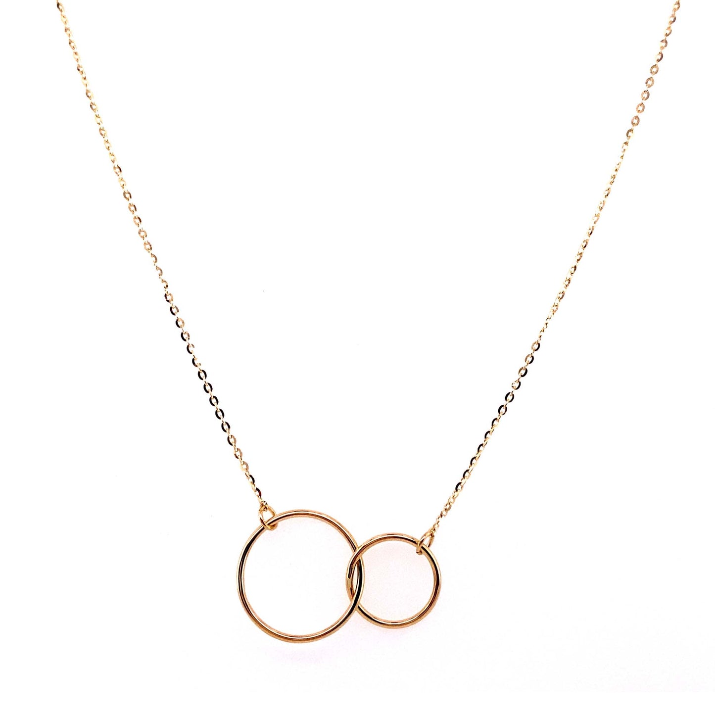 14K Yellow Gold Large and Small Interlocking Circles Necklace