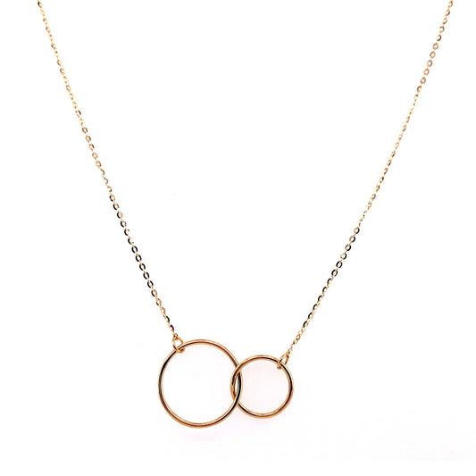 14K Yellow Gold Large and Small Interlocking Circles Necklace