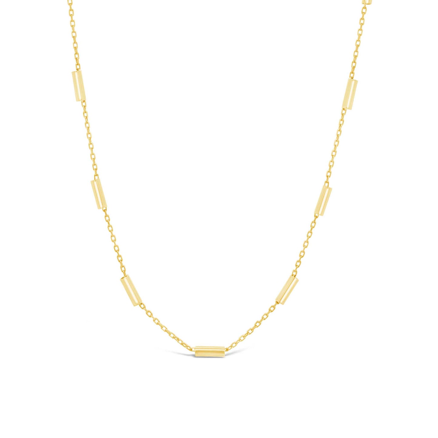 14K Yellow Gold Bars Station Necklace