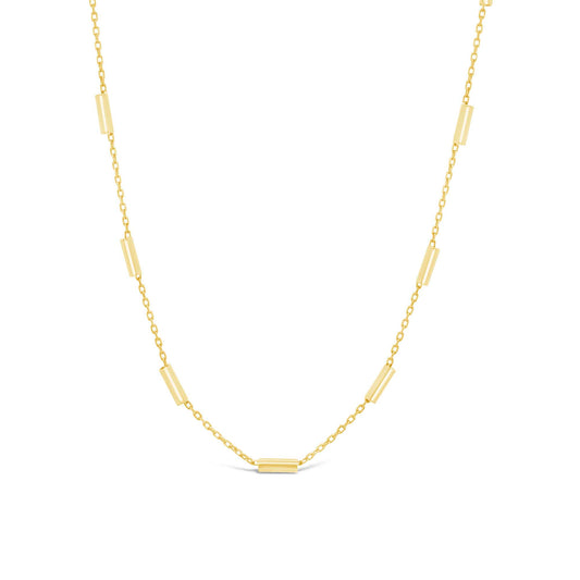 14K Yellow Gold Bars Station Necklace