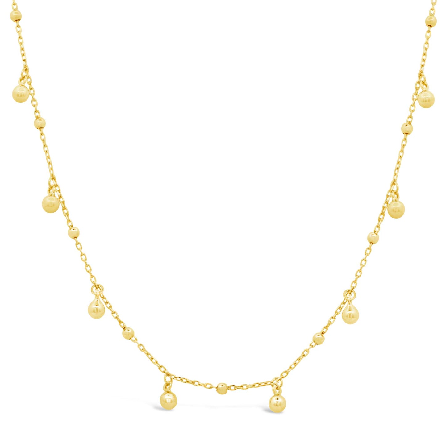 14K Yellow Gold Dangling Bead Charms Necklace