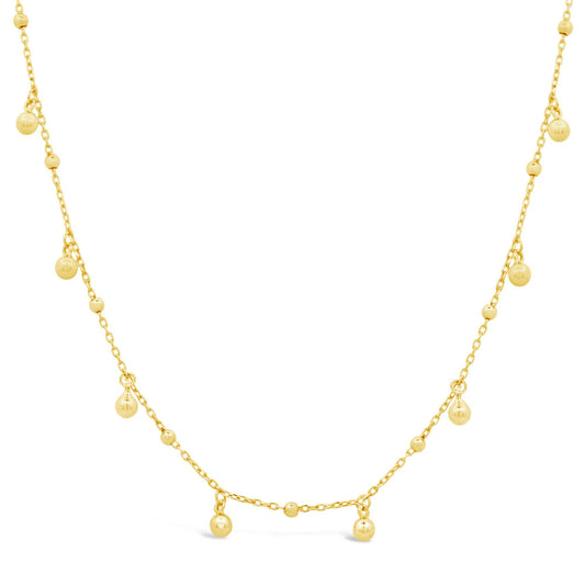 14K Yellow Gold Dangling Bead Charms Necklace