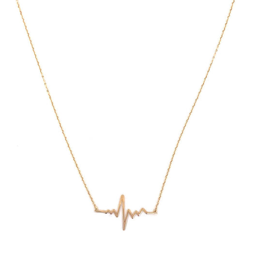 14K Yellow Gold Heart Beat Necklace
