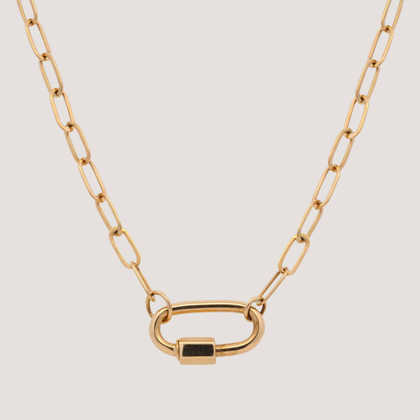 14K Yellow Gold Carabiner Paperclip Link Necklace