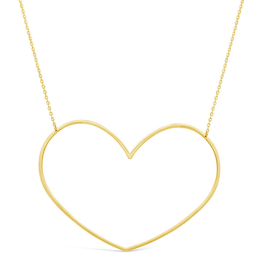 14K Yellow Gold Large Open Heart Necklace
