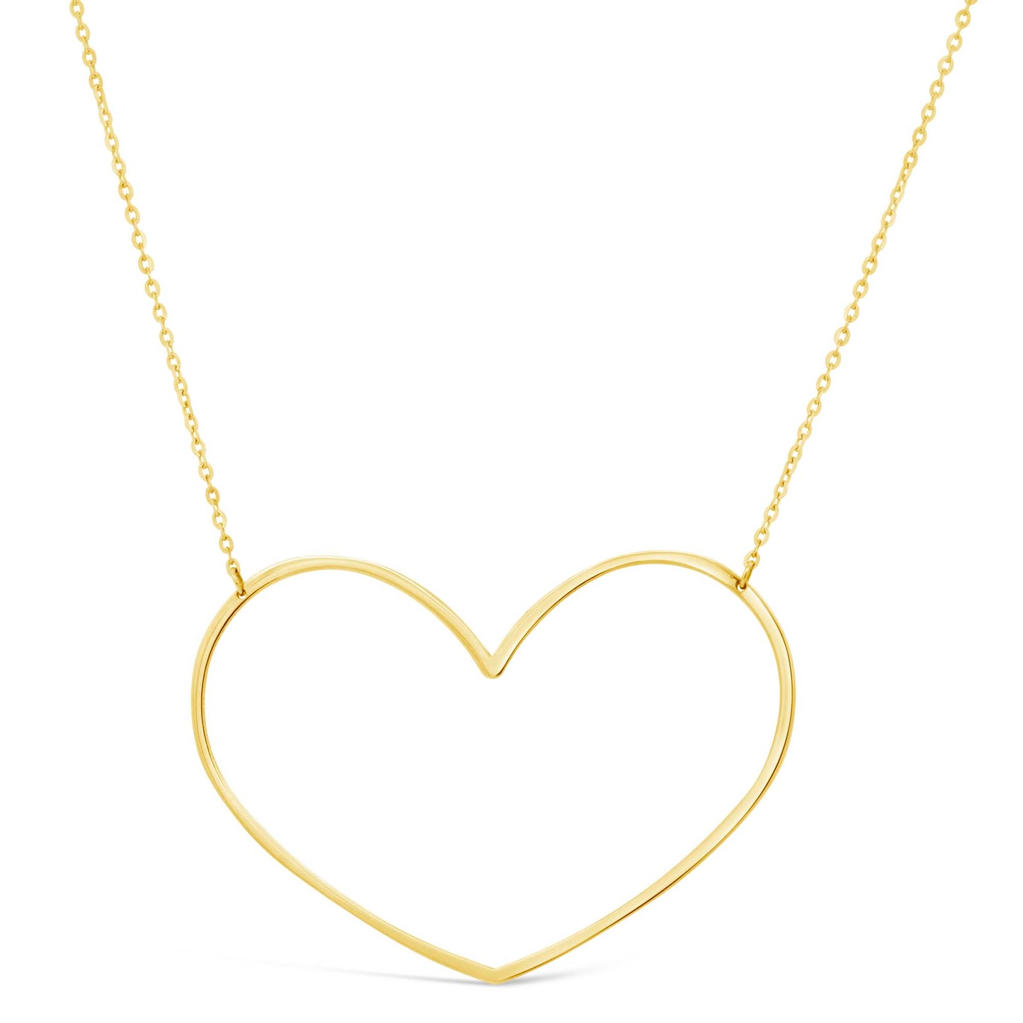 14K Yellow Gold Medium Open Heart Necklace