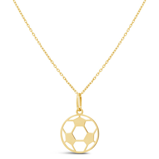 14K Yellow Gold Open Soccer Ball Pendant Necklace