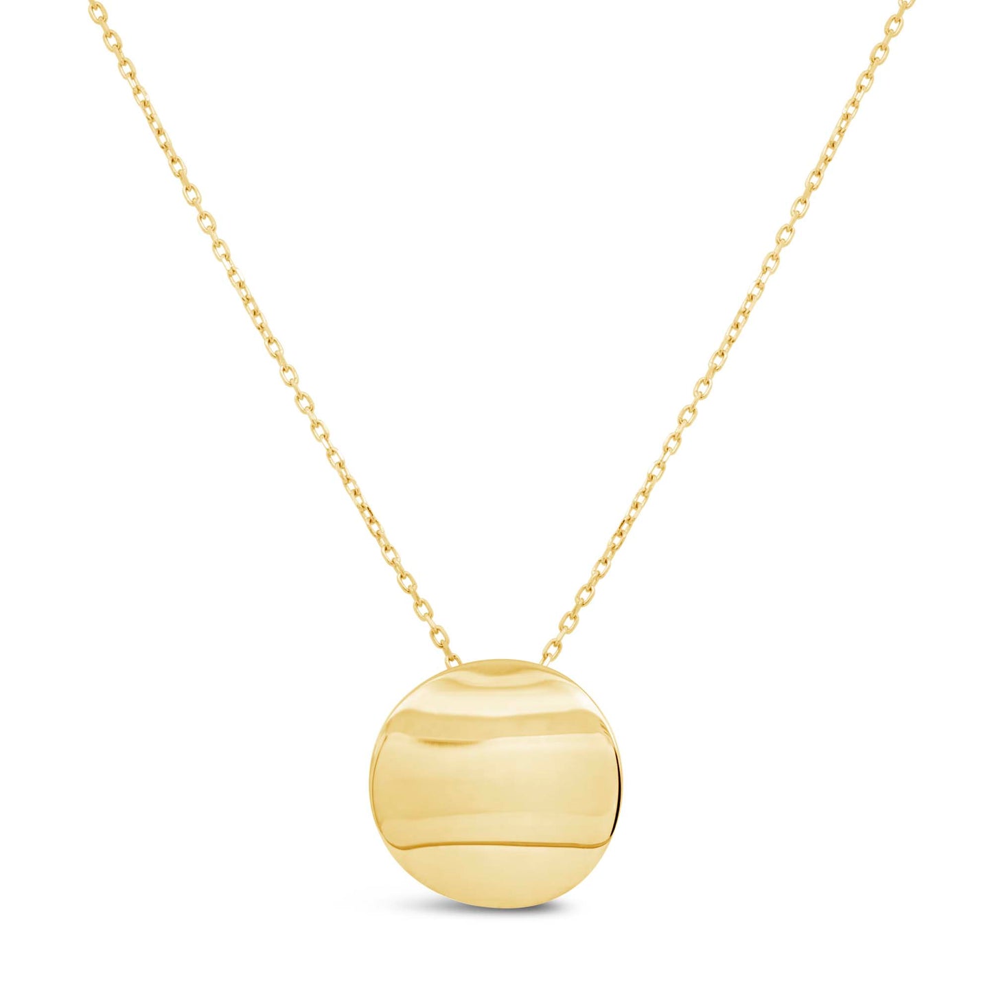 14K Yellow Gold Medium Concave Disc Pendant Necklace