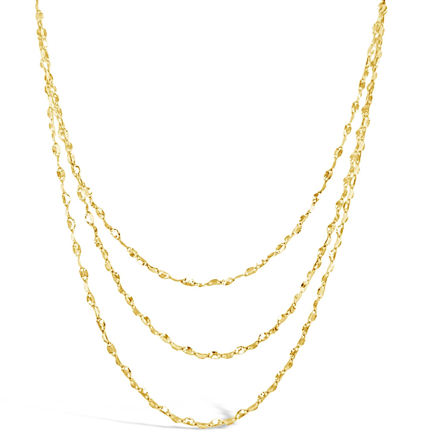 14K Yellow Gold Diamond Cut Bead Layered Necklace
