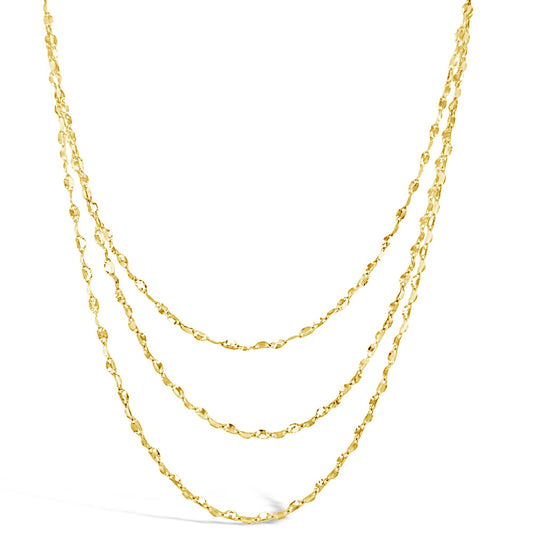14K Yellow Gold Diamond Cut Bead Layered Necklace