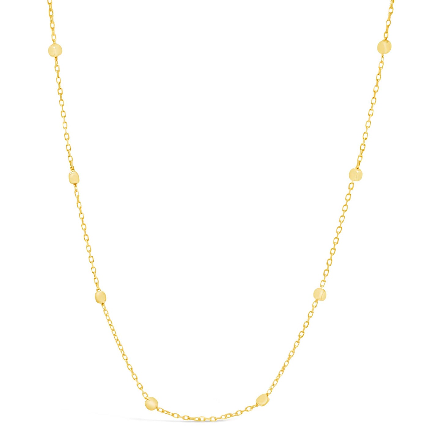 14K Yellow Gold Diamond Cut Bead Station Necklace-1