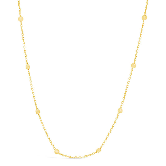 14K Yellow Gold Diamond Cut Bead Station Necklace-1