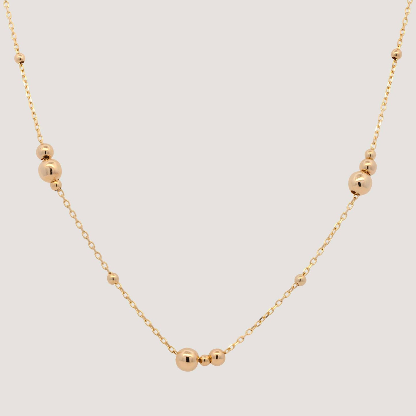 14K Yellow Gold Gradient Bead Station Necklace