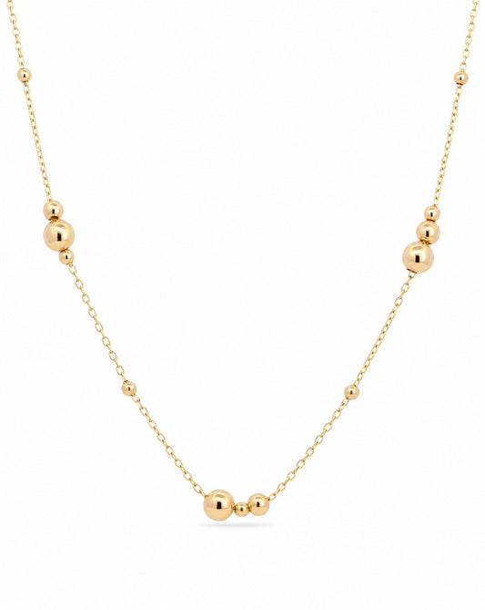 14K Yellow Gold Gradient Bead Station Necklace