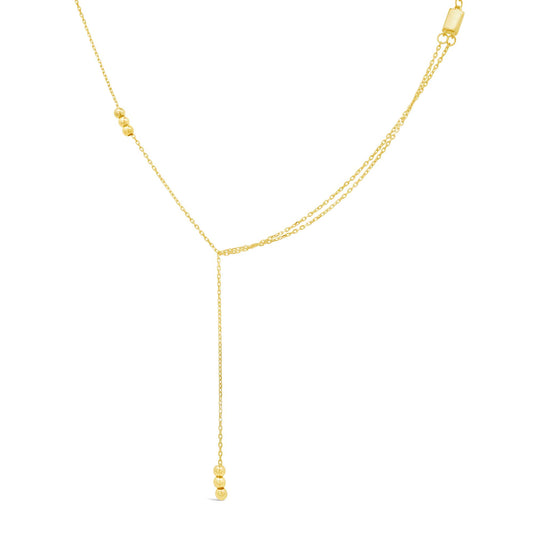 14K Yellow Gold Adjustable Chain Lariat Necklace