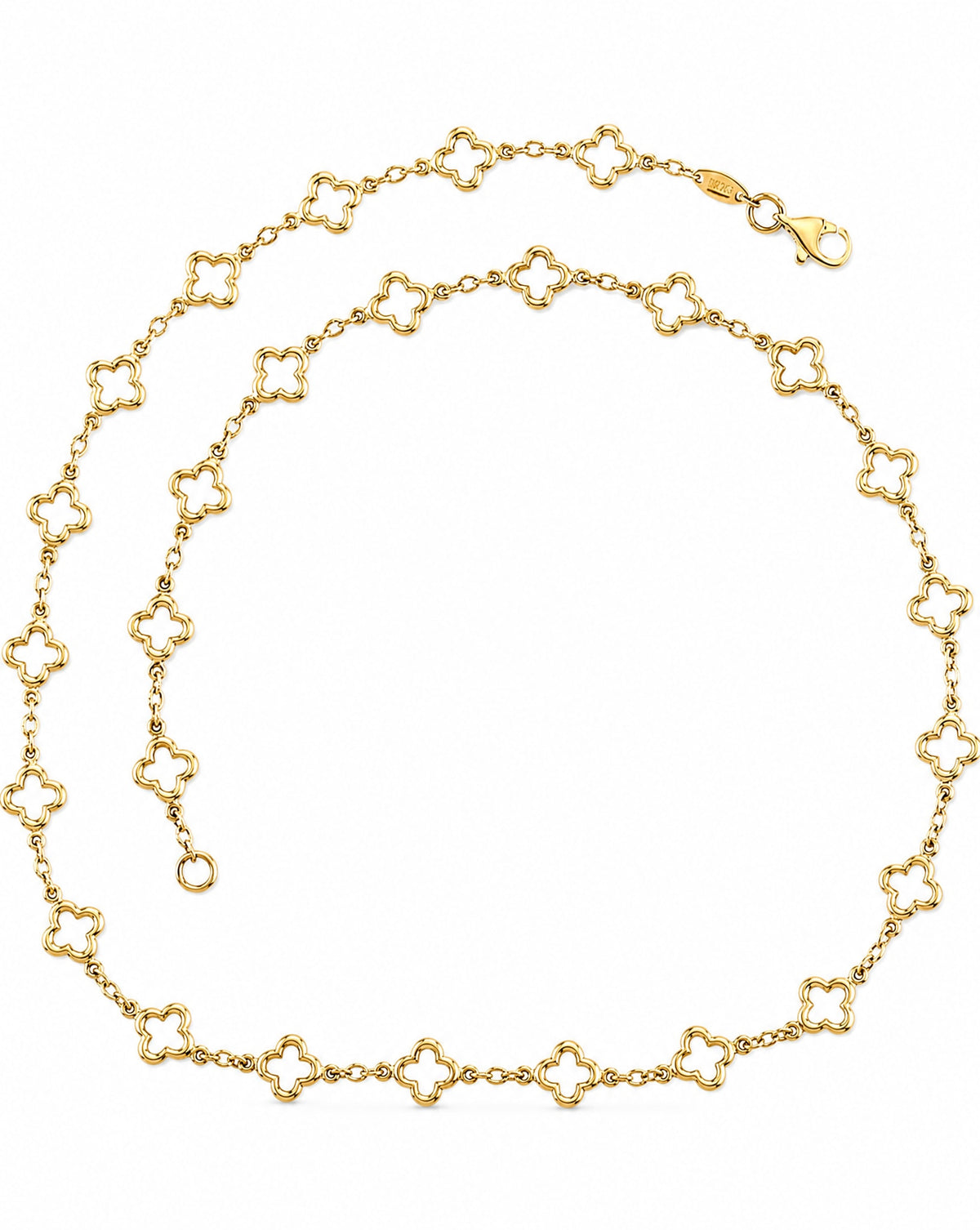 14K Yellow Gold Open Clover Link Necklace