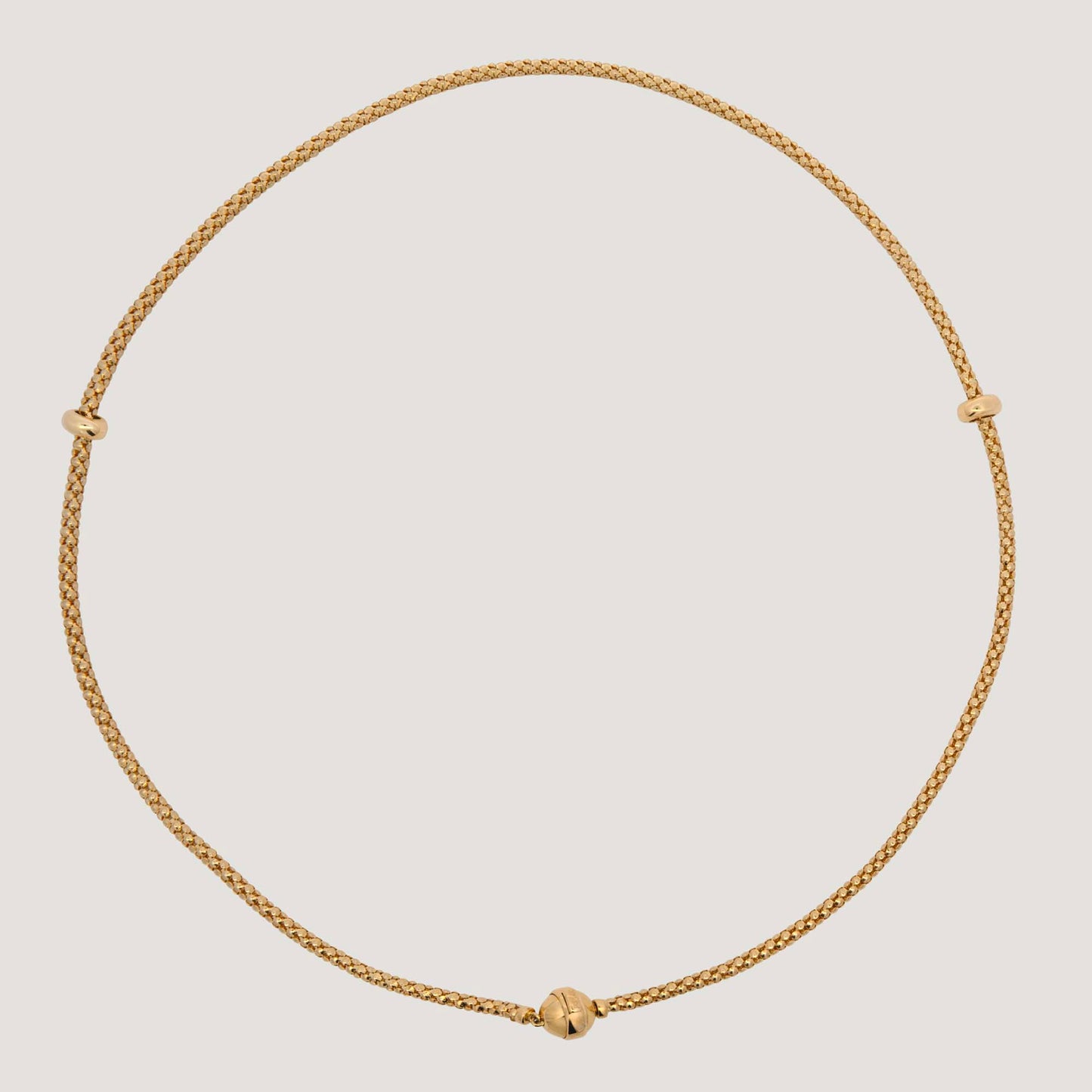 14K Yellow Gold Bead and Popcorn Chain Necklace