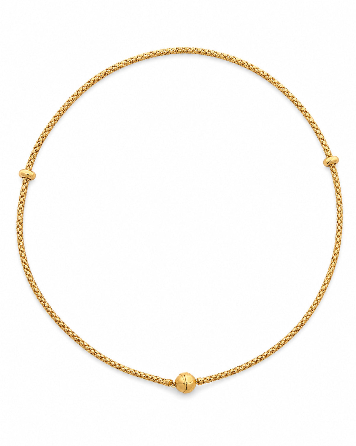 14K Yellow Gold Bead and Popcorn Chain Necklace