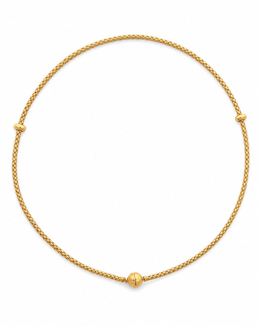 14K Yellow Gold Bead and Popcorn Chain Necklace