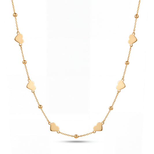 14K Yellow Gold Hearts and Beads By The Yard Necklace