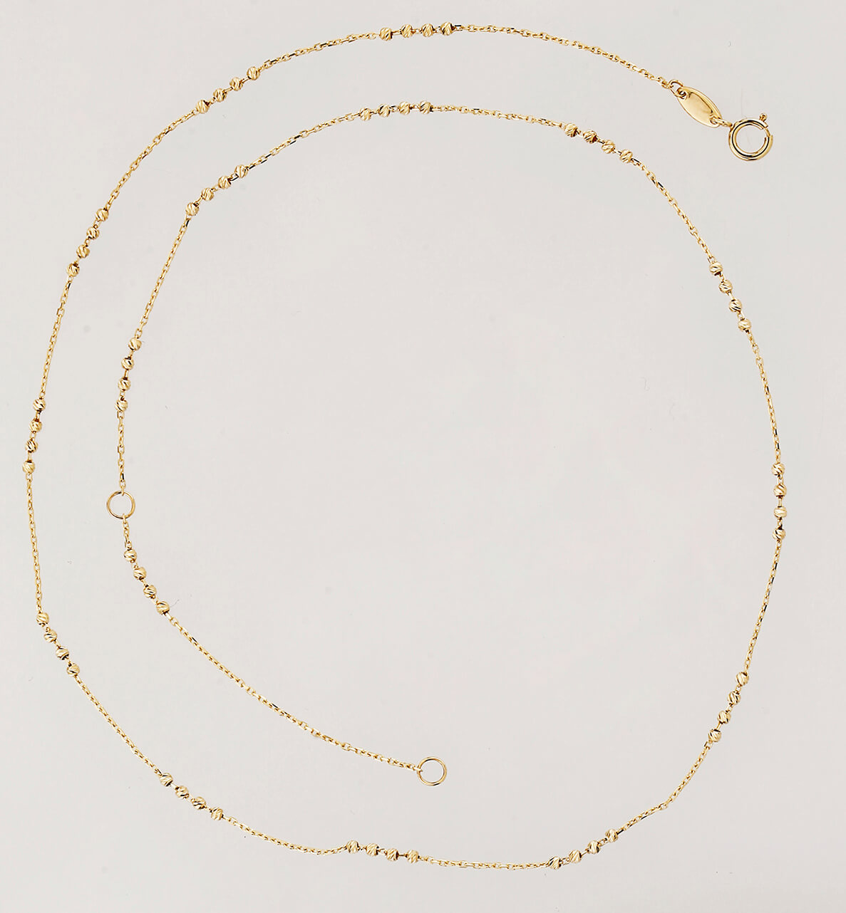 14K Yellow Gold Mini Diamond Cut Beads Necklace