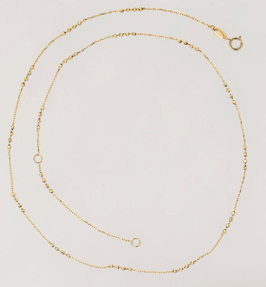 14K Yellow Gold Mini Diamond Cut Beads Necklace