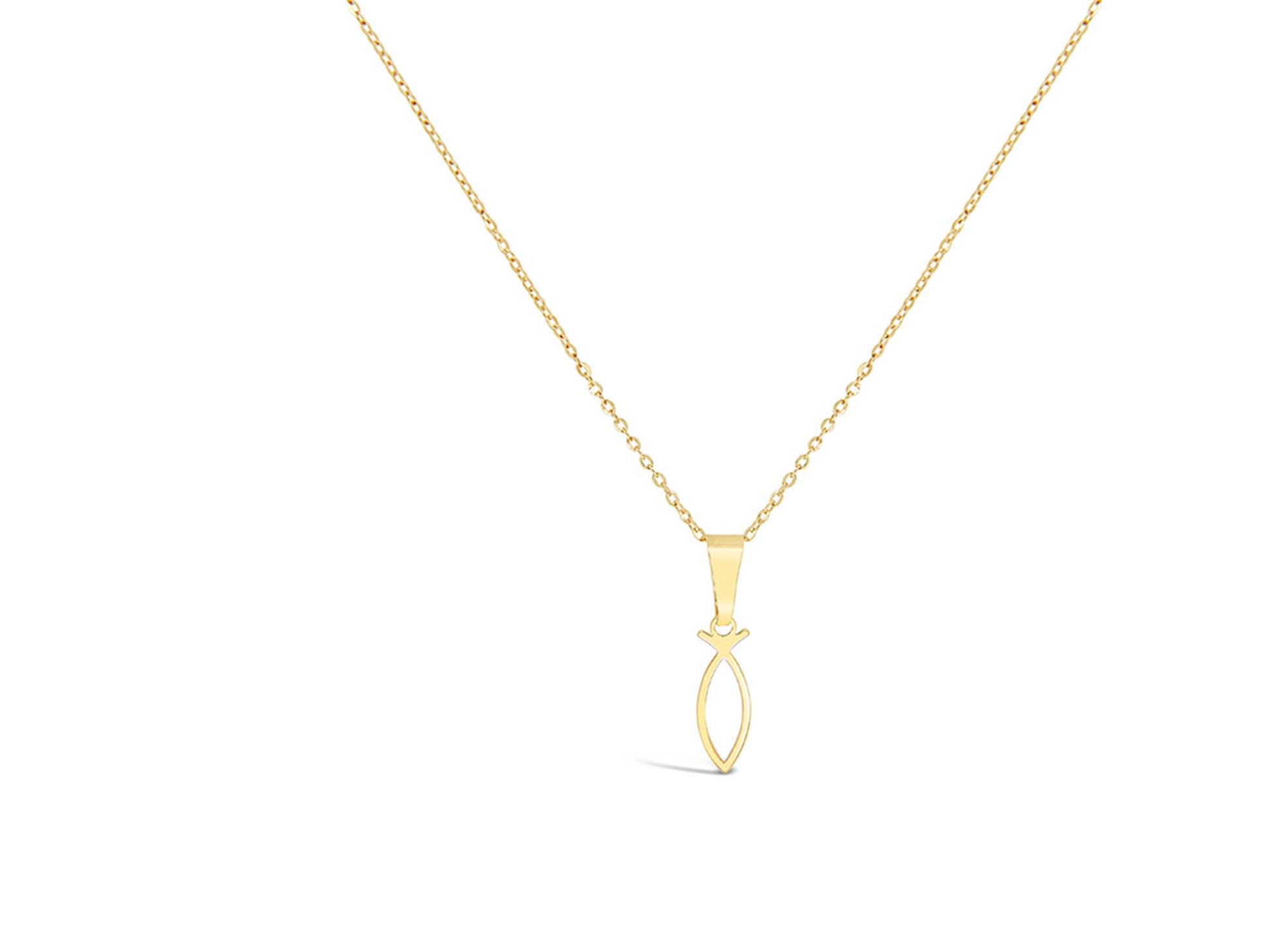 14K Yellow Gold Open Fish Necklace