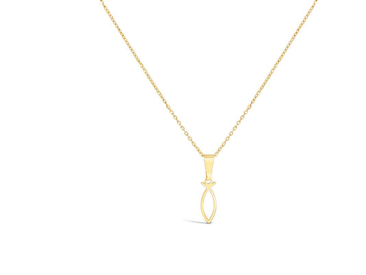 14K Yellow Gold Open Fish Necklace