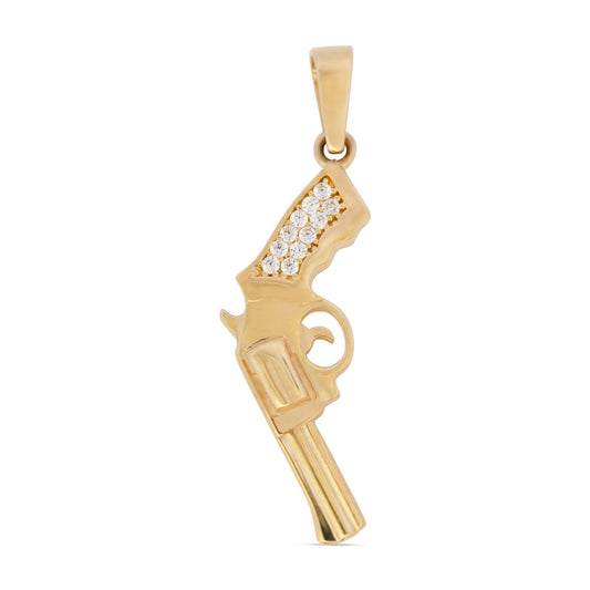 14K Yellow Gold Dangling Gun with CZ Accent's Men's Pendant