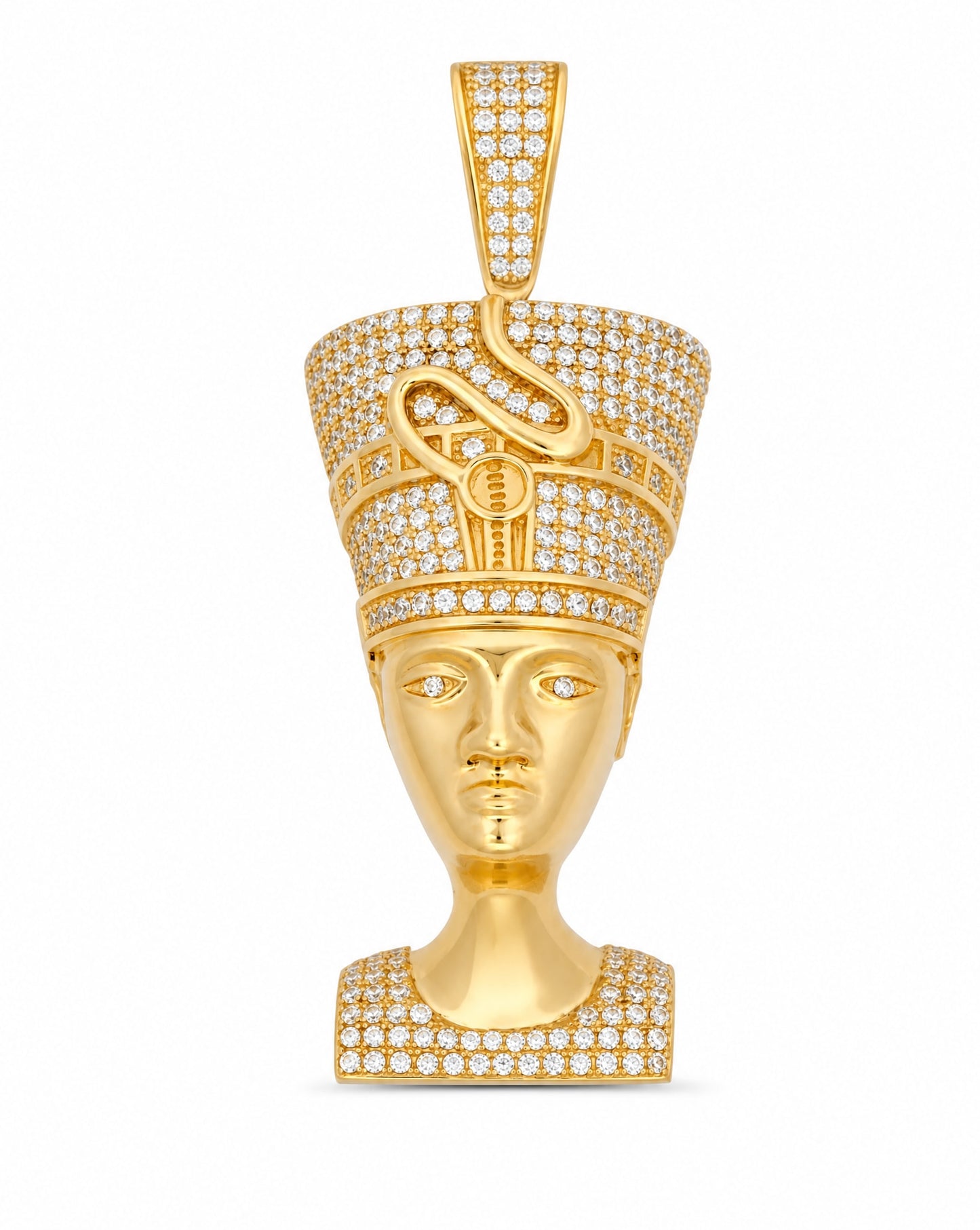 14K Yellow Gold Nefertiti CZ Men's Pendant