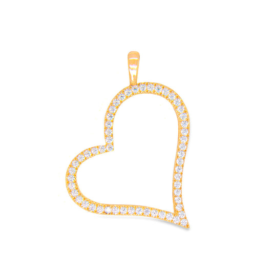 14k Yellow Gold CZ Open Heart Pendant