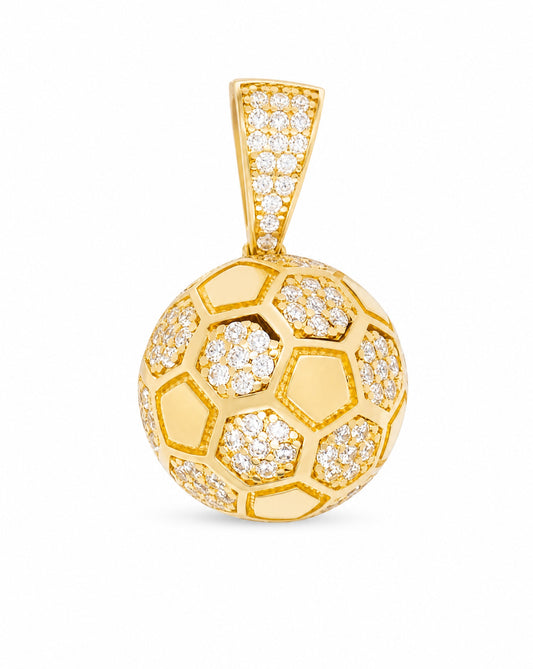 14K Yellow Gold Soccer with CZ Accents Men's Pendant
