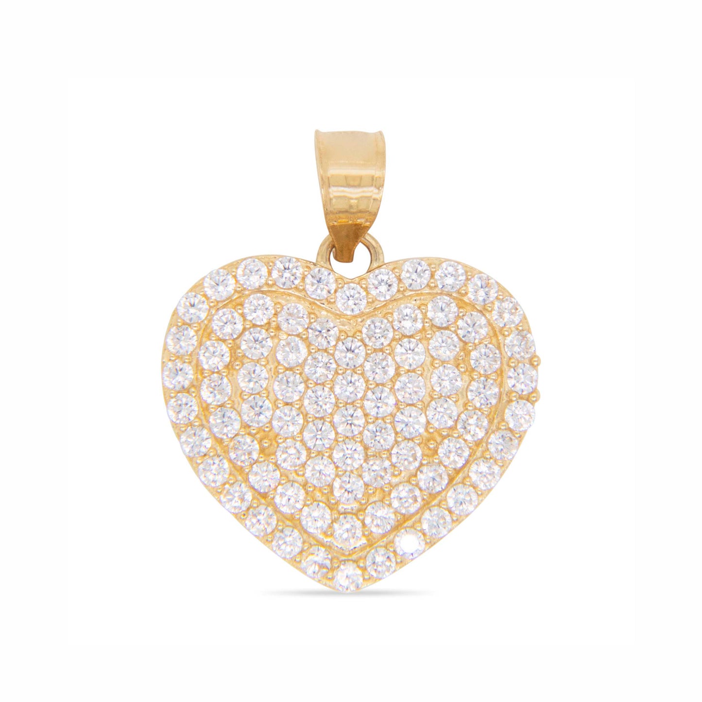 14k Yellow Gold Micro Pave CZ Heart Pendant