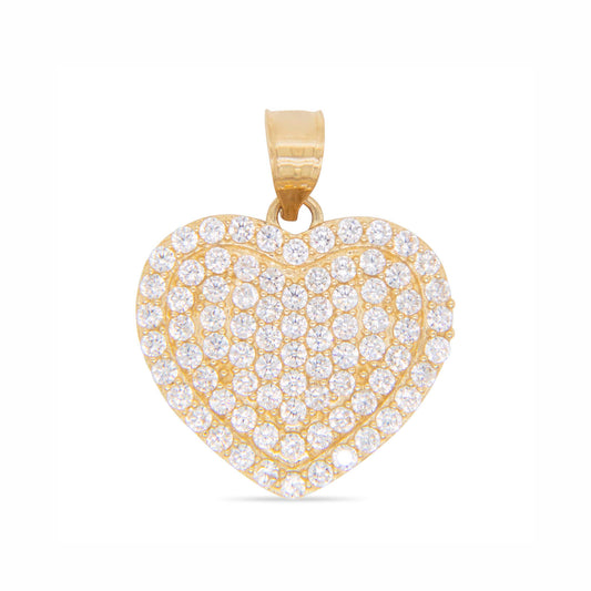 14k Yellow Gold Micro Pave CZ Heart Pendant