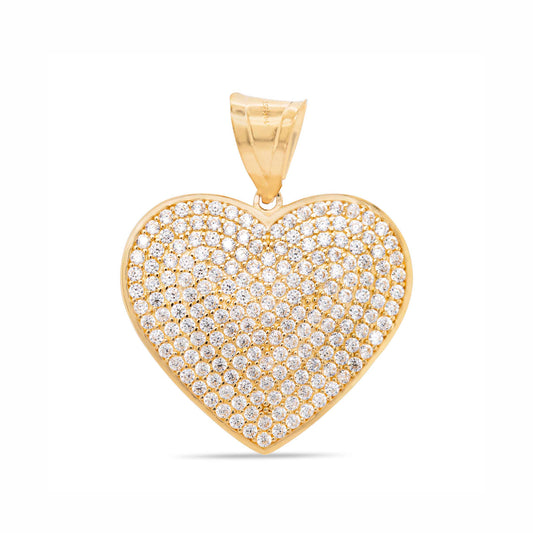 14k Yellow Gold MP CZ Heart Pendant