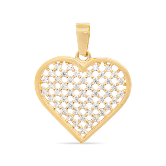 14k Yellow Gold CZ Mesh Heart Pendant