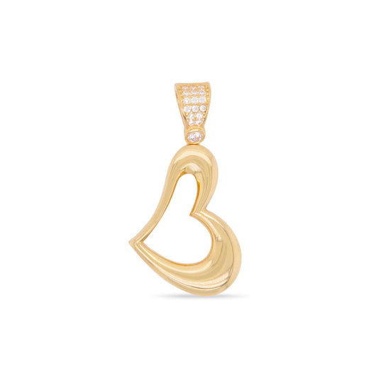 14k Yellow Gold Angled Open Small Heart Pendant
