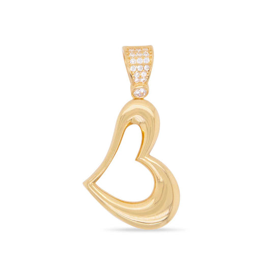 14k Yellow Gold Angled Open Medium Heart Pendant