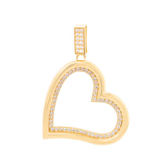 14k Yellow Gold Angled Open Heart Pendant